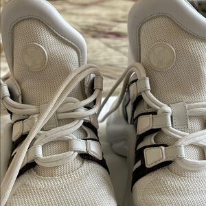 Louis Vuitton Cream and Black Mesh Lace-Up Sneakers